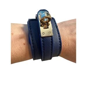 Fashion Jewelry blue Gold Accent Cuff Bracelet